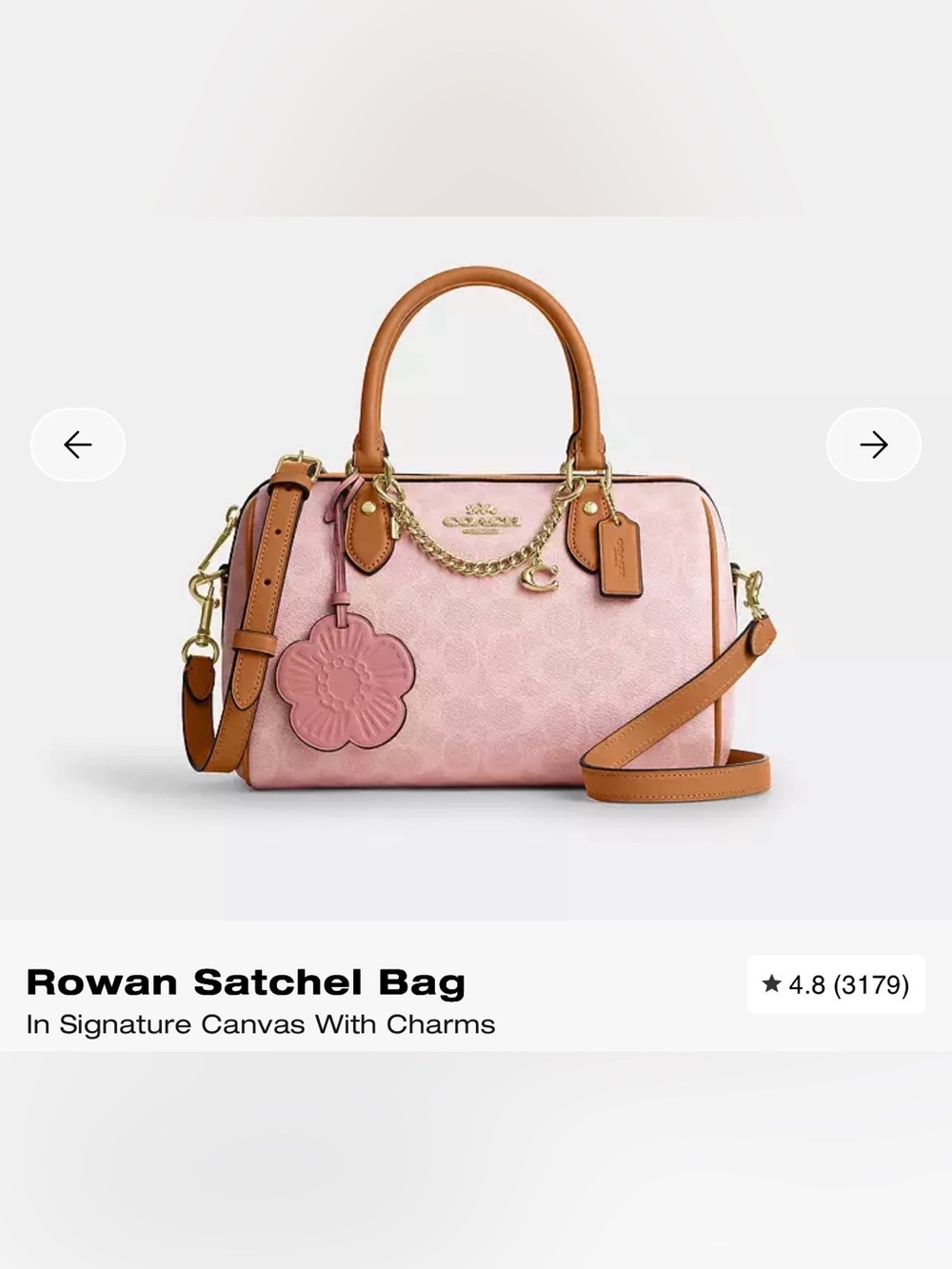 Coach Pink Canvas Rowan Satchel